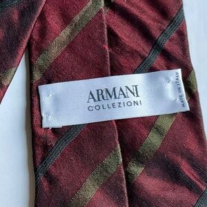 Armani Collezioni burgundy ,green & blue striped all silk tie made in Italy 🇮🇹